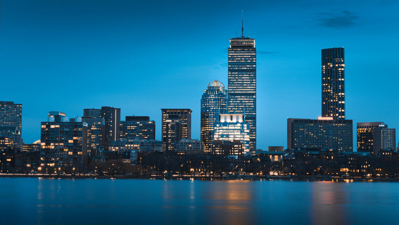 Night Skyline Boston Blue.